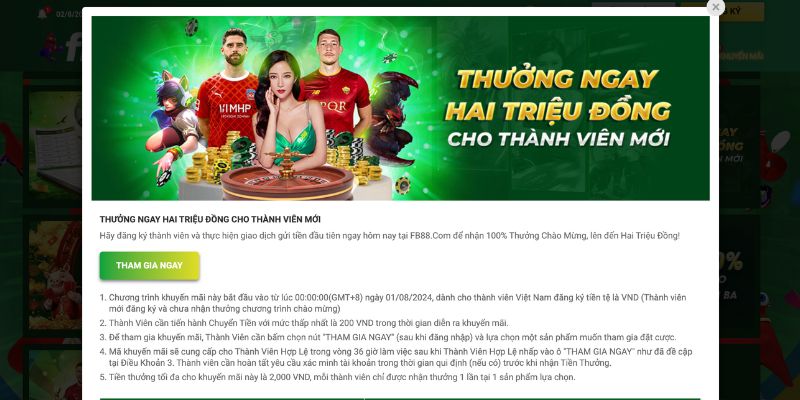 Nhà cái tặng tiền FB88 được nhiều người yêu thích